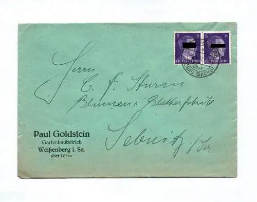 Brief Paul Goldstein Gartenbaubetrieb Weißenberg Sachsen 1942