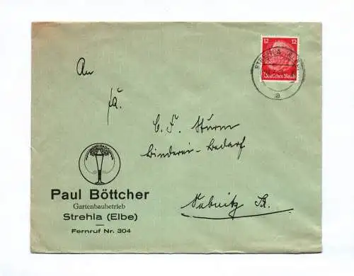 Brief Paul Böttcher Gartenbaubetrieb Strehla Elbe 1941