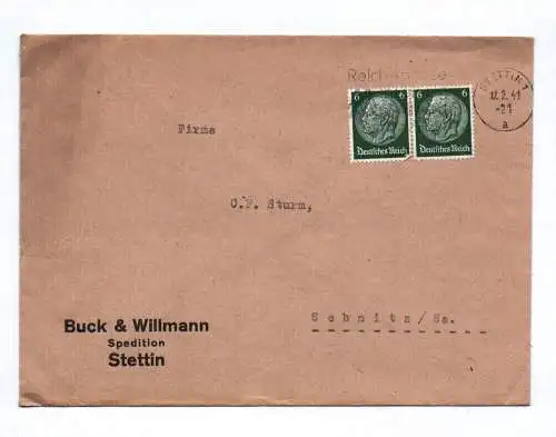 Brief Buck und Willmann Spedition Stettin 1941