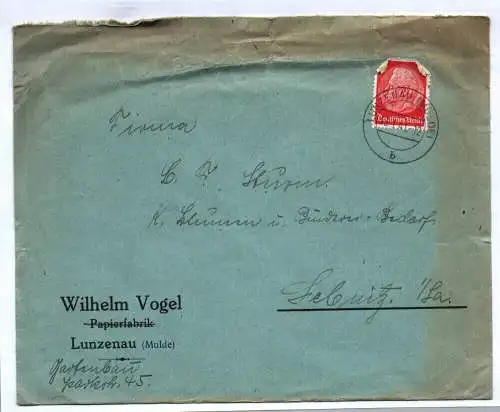 Brief Wilhelm Vogel Lunzenau Mulde Gartenbau 1941