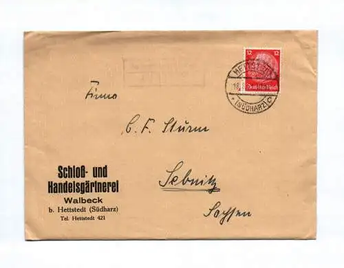 Brief Schloß und Handelsgärtnerei Walbeck Hettstedt Südharz 1941