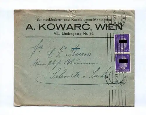 Brief Schmuckfedern Kunstblumen Manufactur Kowarc Wien 1941