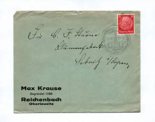 Brief Max Krause Reichenbach Oberlausitz 1941