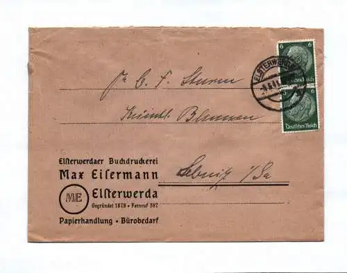 Brief Elsterwerdaer Buchdruckerei 1941 Max Eisermann Elsterwerda