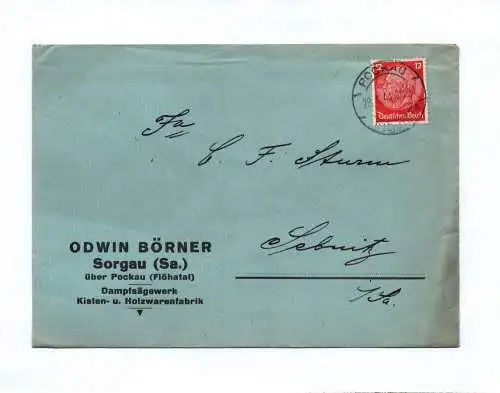 Odwin Börner Sorgau Sachsen Dampfsägewerk 1941 Brief