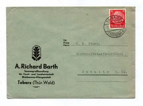 Brief A Richard Barth Samengroßhandlung Tabarz 1941