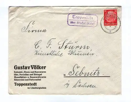 Brief Gustav Völker Kolonial Eisen und Kurzwaren Toppenstedt 1941