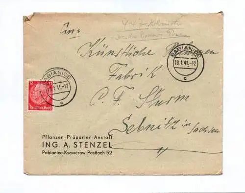 Brief Pflanzen Präparier Anstalt Ing A Stenzel Pabiance Ksawerow 1941