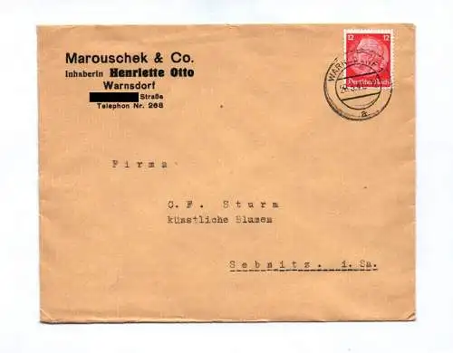 Brief Marouschek Co Henriette Otto Warnsdorf 1941