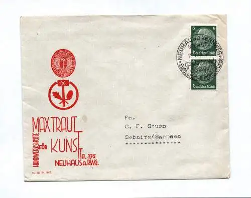 Brief Max Traut Handwerkshütte für Kunst Neuhaus 1940