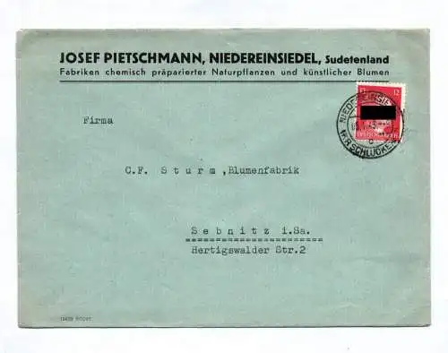 Brief Josef Pietschmann Niedereinsiedel Sudetenland 1943