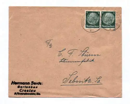 Brief Hermann Seidt Gartenbau Crostau Schirgiswalde 1940