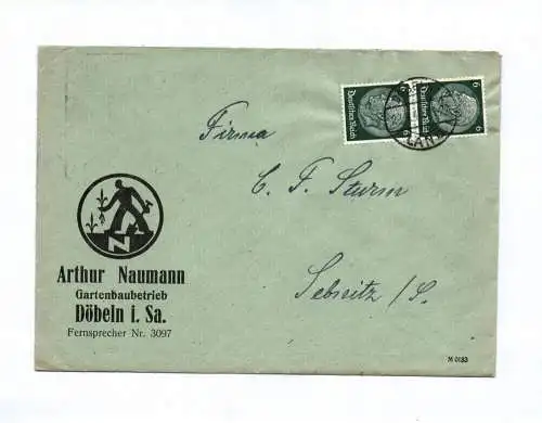 Brief Arthur Neumann Gartenbaubetrieb Döbeln 1940
