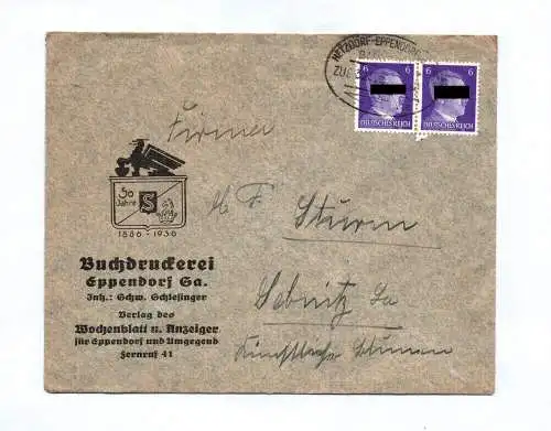 Brief Buchdruckerei Eppendorf Schlesinger Sachsen 1942