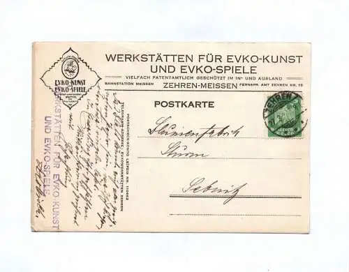 Postkarte Werkstätten für Evko Kunst Zehren Meissen 1927