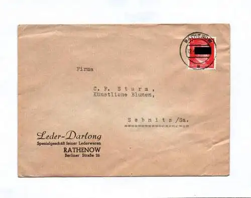 Brief Leder Darlong Spezialgeschäft Lederwaren Rathenow 1943
