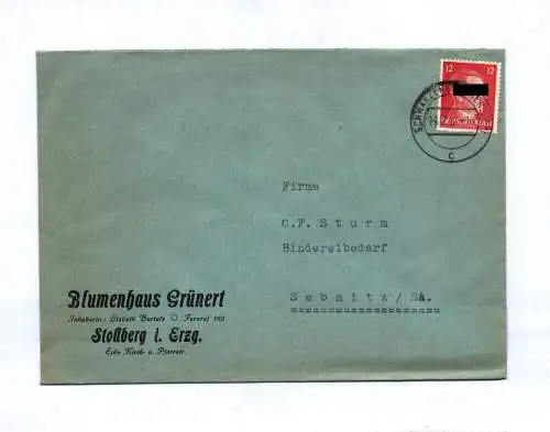Brief Blumenhaus Grünert Stollberg im Erzgebirge 1942
