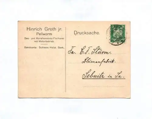 Postkarte Heinrich Groth Pellworm See und Korallenmoos Fischerei 1925