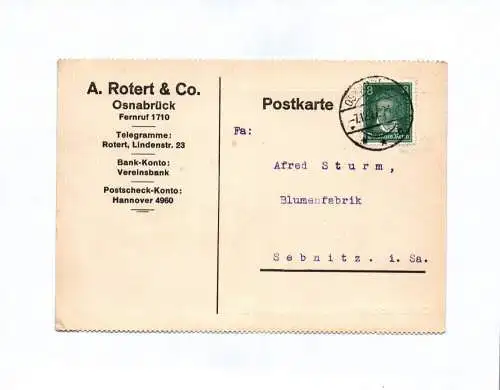 Postkarte A Rotert Co Osnabrück 1927