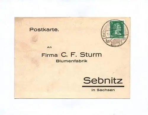 Postkarte 1927 Sebnitz Firma CF Sturm