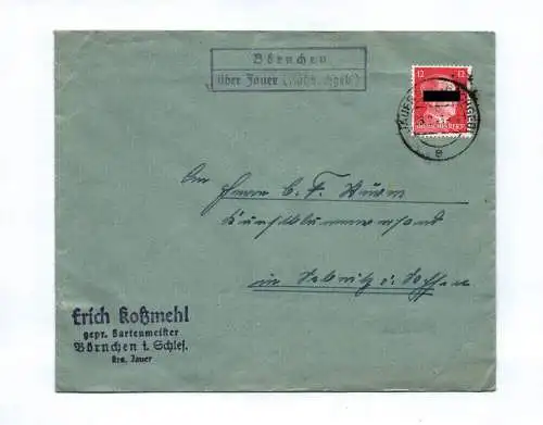 Brief Erich Kotzmehl Gartenmeister Börnchen in Schlesingen 1943