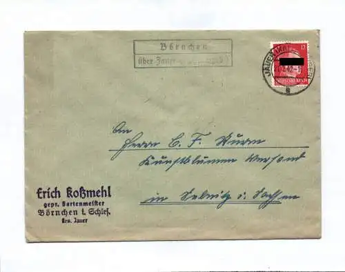 Brief Erich Kotzmehl Gartenmeister Börnchen in Schlesingen 1942