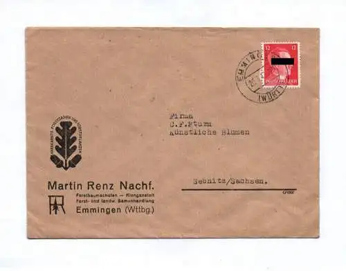 Brief Martin Renz Forstbaumschulen Emmingen 1943