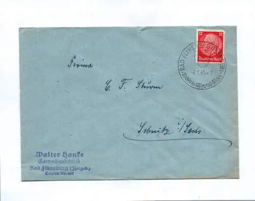 Brief Walter Hanke Gartenbaubetrieb Bad Flinsberg Isergebirge 1941