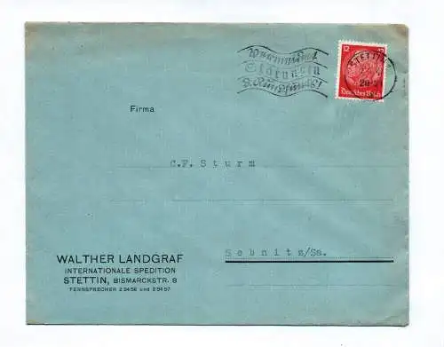 Brief Walter Landgraf Internationale Spedition Stettin 1941
