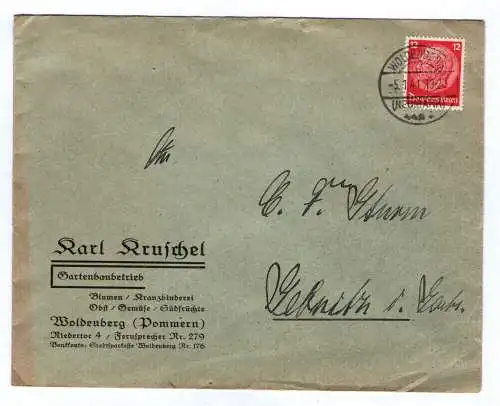 Brief Karl Kruschel Gartenbaubetrieb Woldenberg Pommern 1941