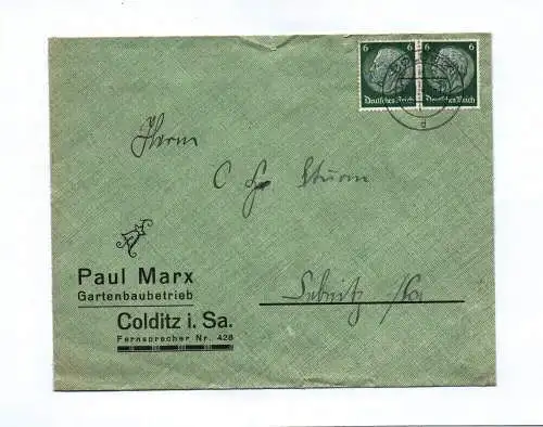 Brief Paul Marx Gartenbaubetrieb Colditz Sachsen 1941