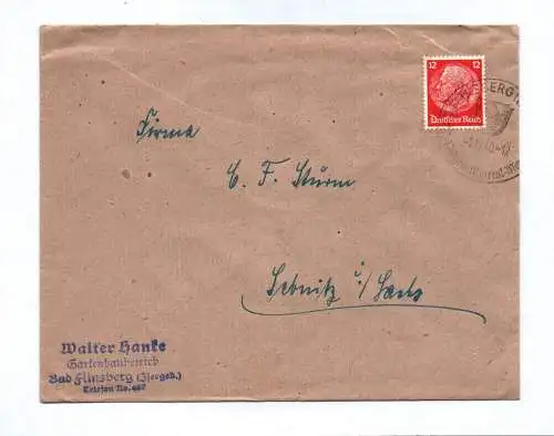 Brief Walter Hanke Gartenbaubetrieb Bad Flinsberg 1940