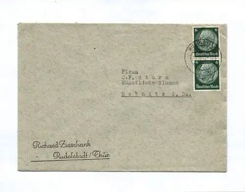 Brief Richard Zieschank Rudolstadt Thüringen 1940