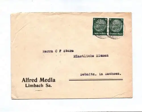 Brief Alfred Medla Limbach Sachsen 1940