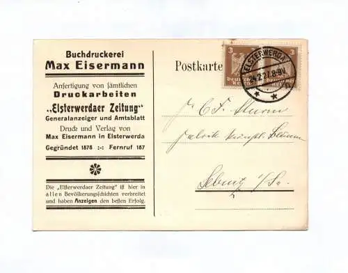 Postkarte Buchdruckerei Max Eisermann Elsterwerdaer Zeitung 1927