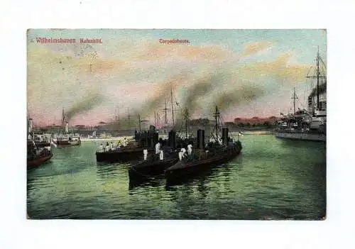 Künstler Ak Wilhelmshaven Hafenbild Torpedoboote 1918