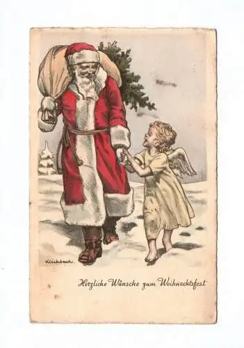 Ak Herzliche Wünsche zum Weihnachtsfest 1940 Feldpost Weihnachtsmann mit Engel