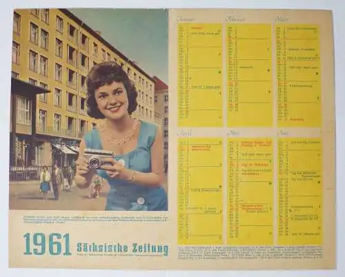 Kalender 1961 Sächsische Zeitung Geburtstagsgeschenk Wandkalender