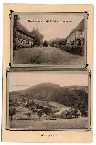 Ak Waltersdorf Dorfstrasse mit Post und Lausche 1909