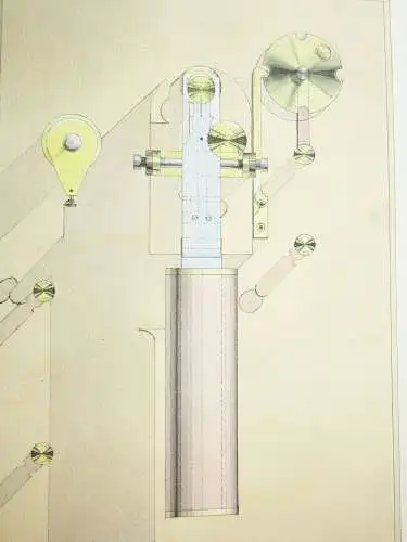 Technische Handzeichnung Induktionsapparat Physik Zeichnung 1872 Deko Vintage