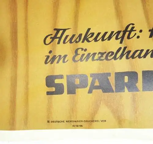 Altes Plakat Möbel Sparen bringt Freude! Konsum Sparkasse 1950 DDR vintage print