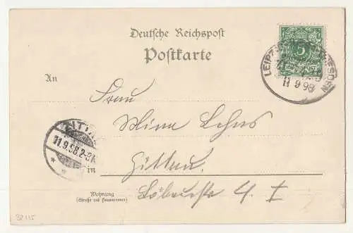 Litho AkLeipzig 1898 Hotel Dresdner Bahnhof F.König Bahnpost nach Dresden (A3841