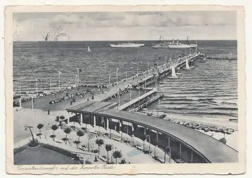 Ak Touristendampfer auf der Zoppoter Reede 1942 Danzig Zoppot (A3838
