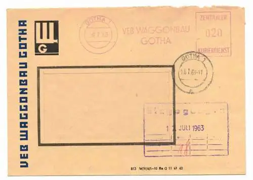 ZKD Brief 1963 VEB Waggonbau Gotha DDR (B5