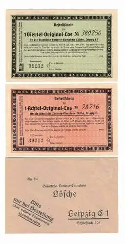 Lotterielose Bestellschein Lösche Leipzig 1930er (B5