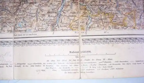 Leinen Landkarte Stadt - und Landkreis Görlitz um 1900 Flemming Glogau !