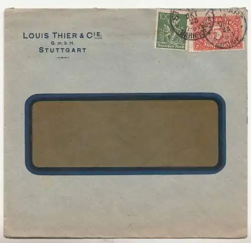 Brief Louis Thier & Cie Stuttgart 1922 ! (B5