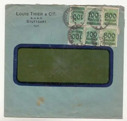 Brief Louis Thier & Cie Stuttgart 1923 Infla MF ! (B5