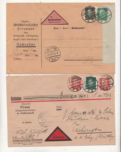 Lot Nachnahme Briefe 1928 bis 43 Halberstadt Ludwigsburg Heidelberg MF !