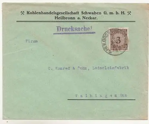 Brief  um 1924 Drucksache Kohlenhandelsgesellschaft Schwaben Heilbronn Neckar